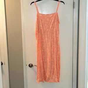 Gap Fit & Flare Smocked Cami Midi Dress, XXL, Peach White Floral Print